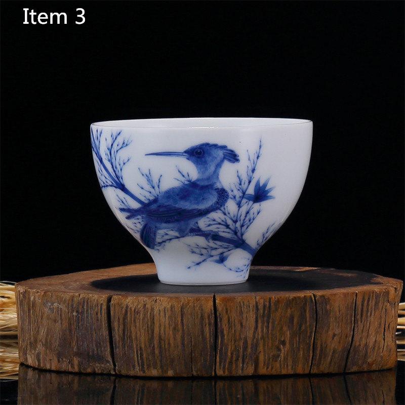 Chinese Tea Cup Jingdezhen Craft Bleu et Blanc Porcelaine Tea Cups pour pu'er Tea