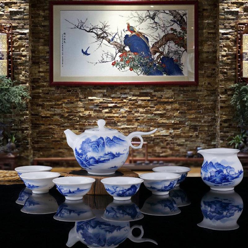 Porcelain Drinkware Tea Set China Ceramics Tea Set Tea Porcelain Set With Hand Painted Landscape