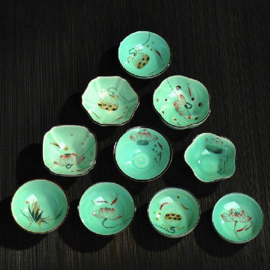 10 Hand-Drawing Tea Cups Jingdezhen Porcelain Tea Setchinese Style Ceramic Tea Set