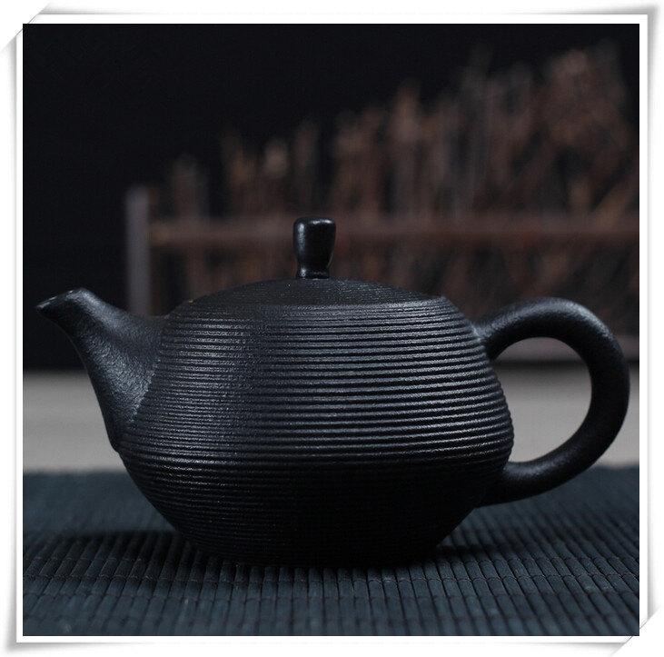 Handcrafted Tea Set With Tray Black Glaze Chinese Teaset Porcelain