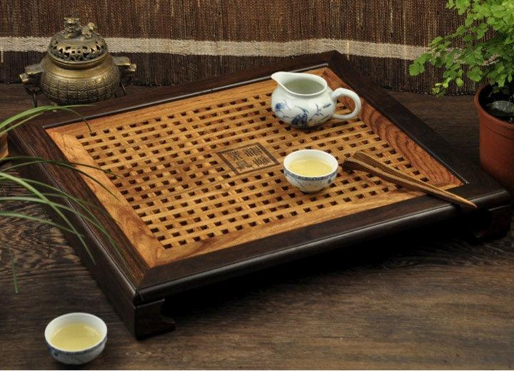 Teatray rosewood tea tray Thick flat tea sea Drainage Kung Fu tea table carved 