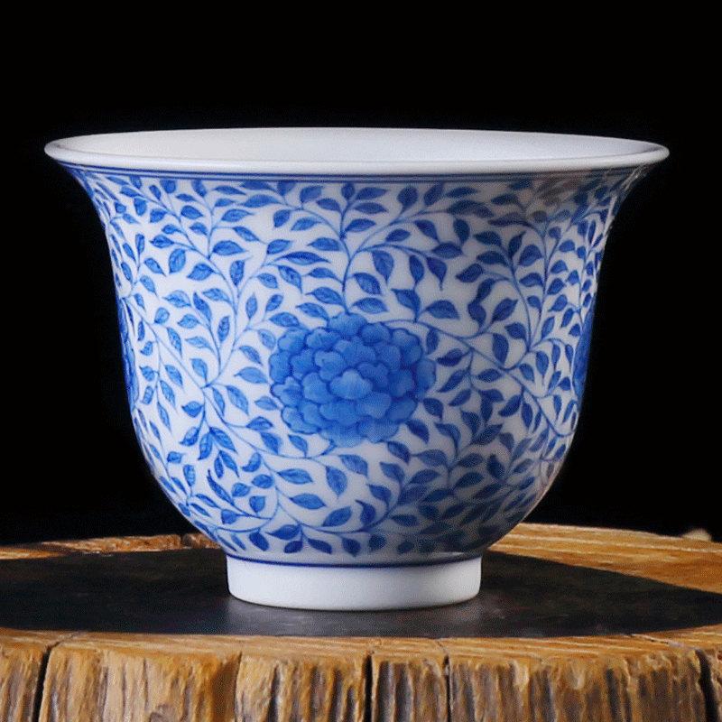 Blue White Ceramic Tea Cup Hand Painted Tea Cup Chinese ...