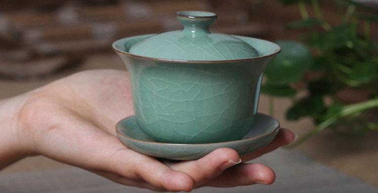 3 Celadon Porcelain Handmade Gaiwan(Tea Bowl)Chinese Antique Ceramics Porcelains)Famous Porcelain Kilns 