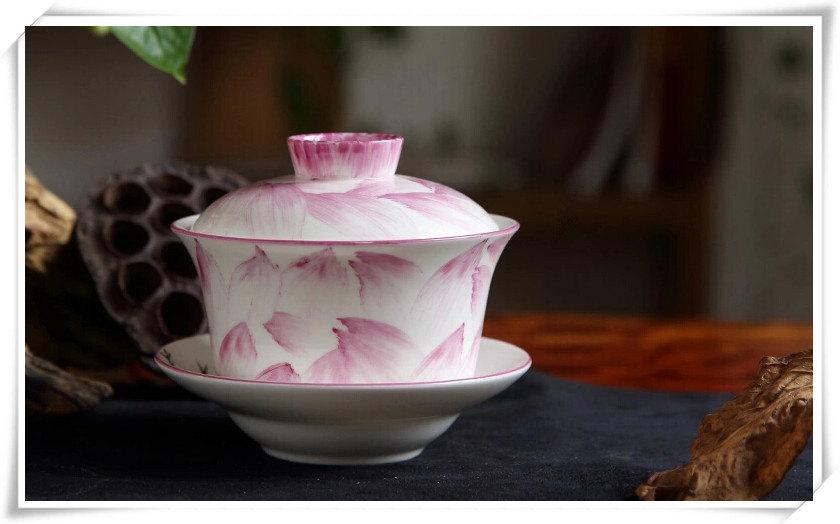 Bone China Teacup Chinese Wedding Gaiwan In-Glaze Decoration Tea Cup And Saucer