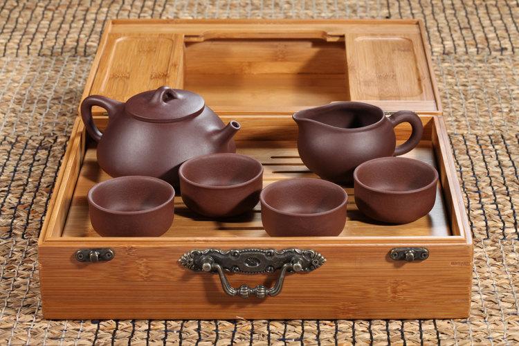 A Complete Set Of Portable Zisha Clay Tea Wares Premium And Treasure Tea Potyixing Pottery Handmade Zisha Clay Teapot