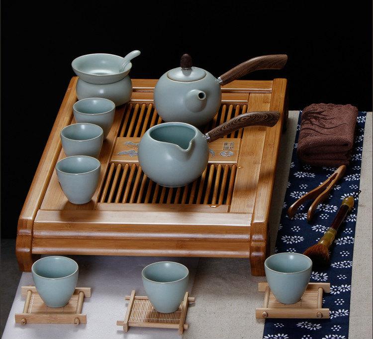 6-teiliges Bambus Teezeremonie Set - Traditionelles Chinesisches Gong Fu Tee Zubehör Aus Naturmaterial