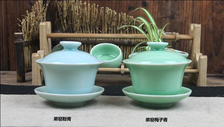 2 Celadon Porcelain Handmade Gaiwan(Tea Bowl)Di Kiln Gaiwanchinese Antique Ceramics Porcelains)Famous Porcelain Kilns 