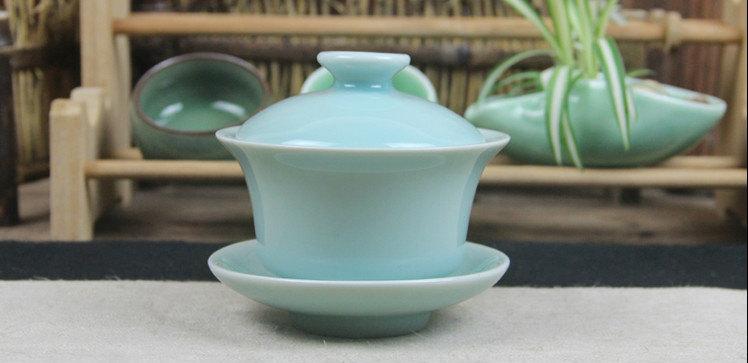 2 Celadon Porcelain Handmade Gaiwan(Tea Bowl)Di Kiln Gaiwanchinese Antique Ceramics Porcelains)Famous Porcelain Kilns 