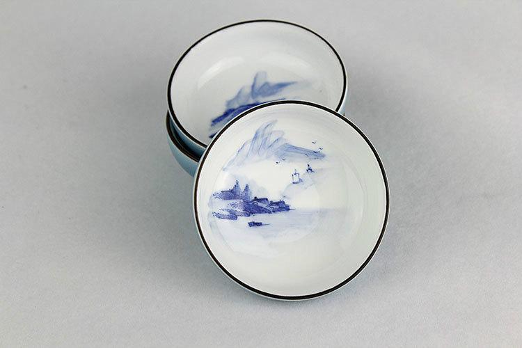 6 Hand-Painting Flowers Pattern Blue And White Ceramic Tea Cupchinese Blue And White Porcelain Tea Setchinese Style Ceramic Teaware