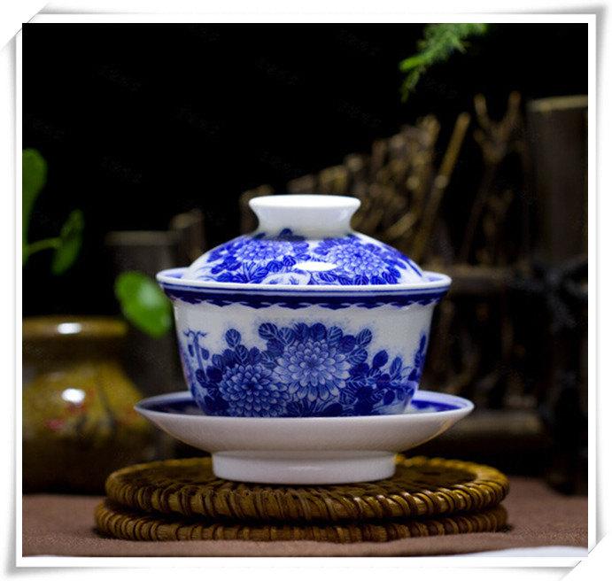Porcelain Covered Tea Bowl Chinese Ceramic Gaiwan China Tea Cup With Lid